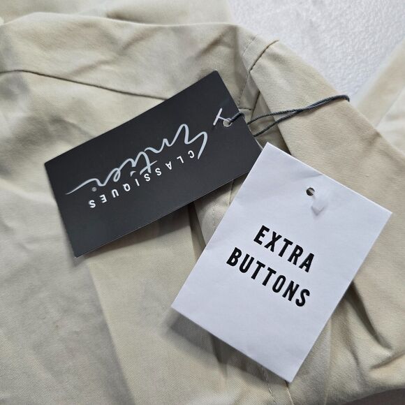 Classiques Entier Women's L Petite Beige Tan Button Down 3/4 Sleeve Collar NWT - Picture 5 of 16